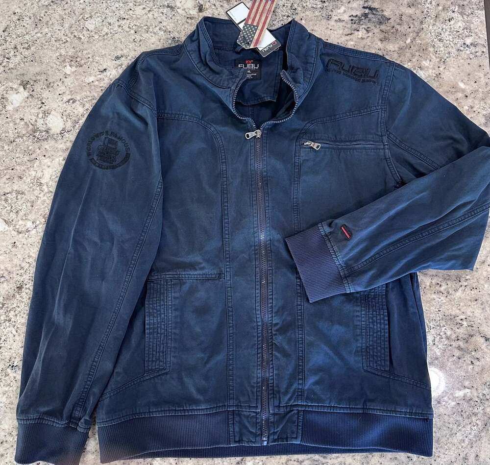 FUBU Full Zip Jacket Size XXL Blue Cotton Casual Bomber